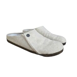 Birkenstock Zermatt Shearling Wool Felt Clog Slippers Eggshell White Womens 40